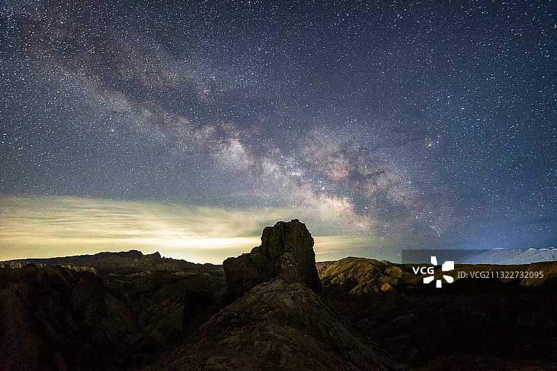 中国新疆帕米尔高原上的银河星空图片素材