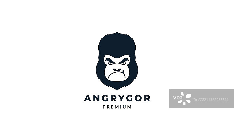 大猩猩或猴子头愤怒的脸标志设计图片素材