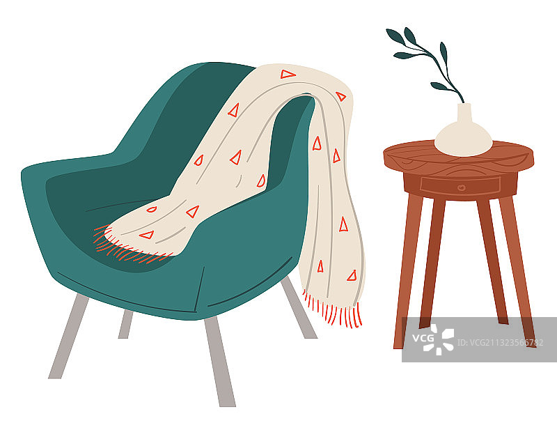 家居室内设计扶手椅和咖啡桌图片素材