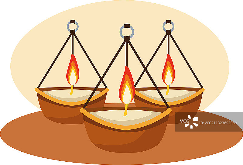 印度教的蜡烛上挂着圣像图片素材