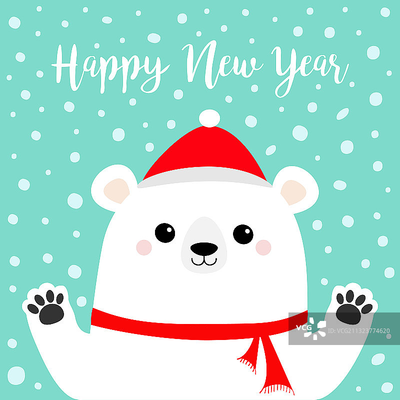 新年快乐白北极熊牵着手爪子图片素材