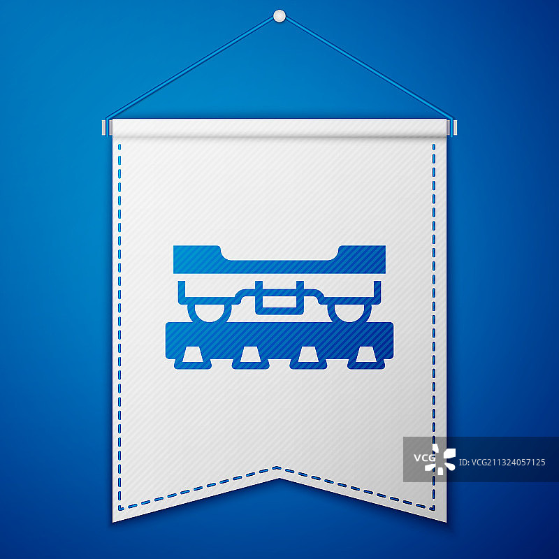 蓝色货车图标孤立在蓝色上图片素材