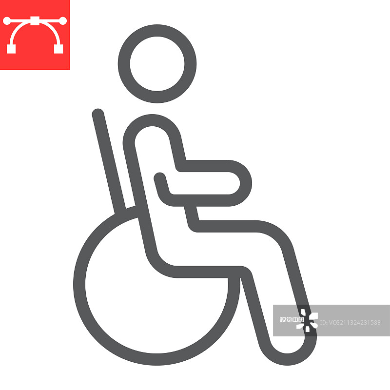残疾人线图标残疾人和图片素材