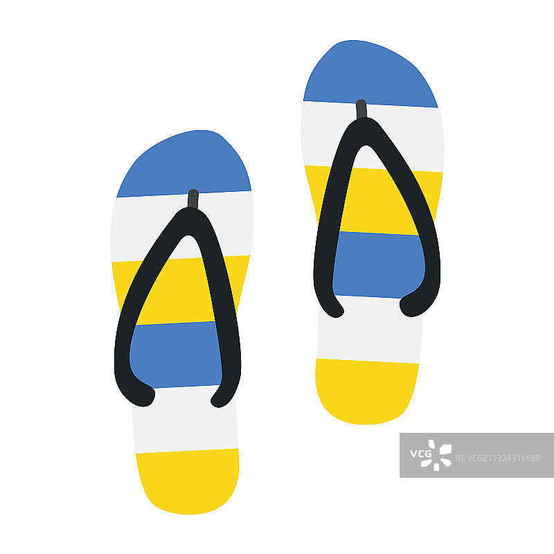 海滩拖鞋图标在平风格孤立上图片素材