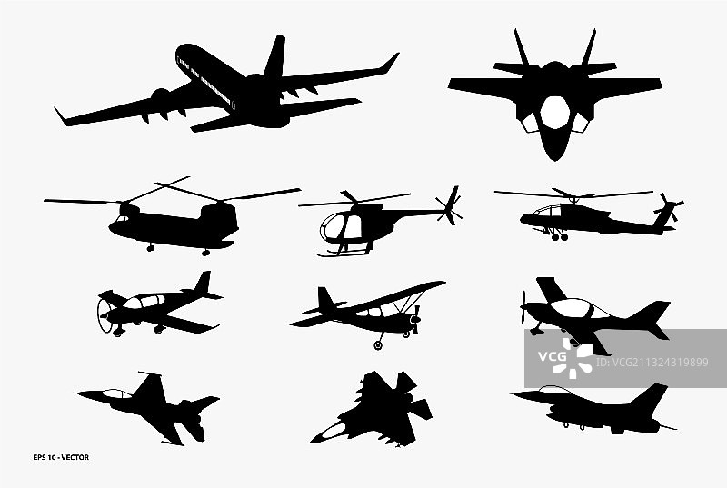 设置飞机剪影或各种黑色图片素材