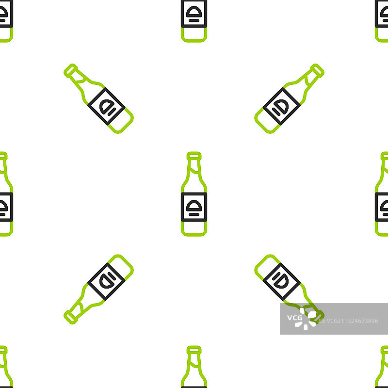 啤酒瓶身图标上隔离无缝图案图片素材