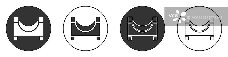 黑色滑板公园图标孤立在白色背景图片素材