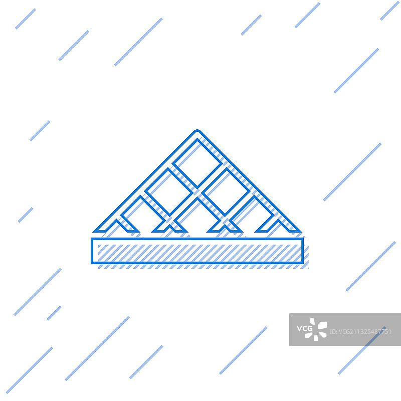 蓝色线条的卢浮宫玻璃金字塔图标孤立上图片素材