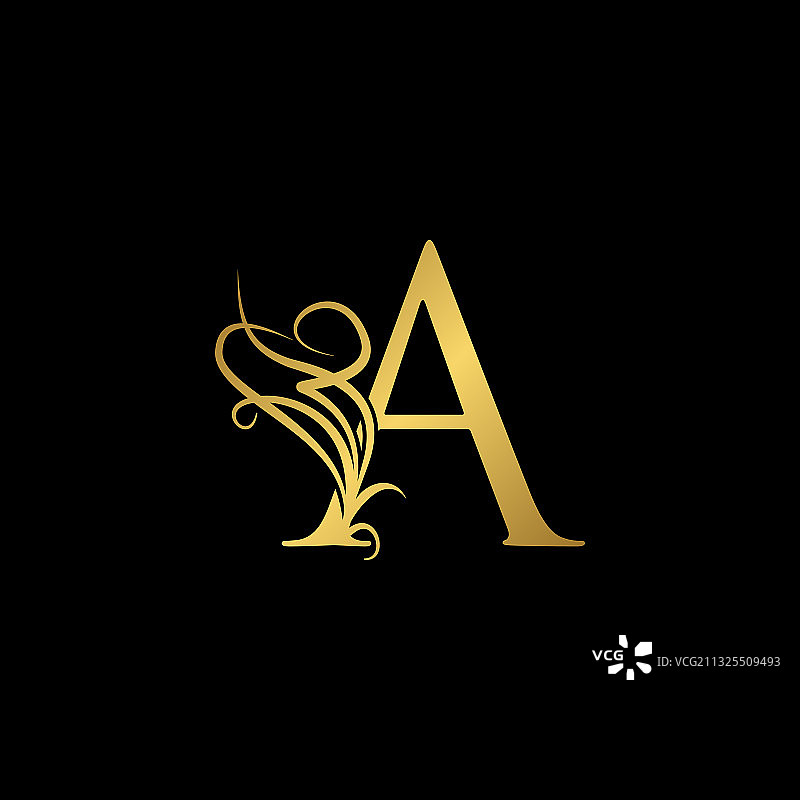 黄金奢侈品首字母标志图标概念图片素材