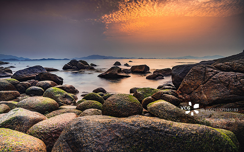 小辣甲岛海滩夕阳图片素材