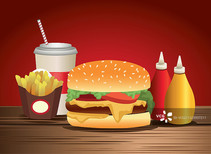 美味的汉堡和快餐图标图片素材