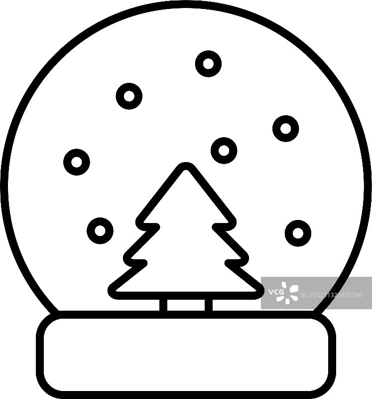快乐快乐的圣诞雪球与松树线图片素材