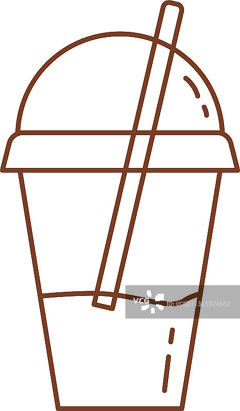 冰茶在壶与稻草线风格图标图片素材