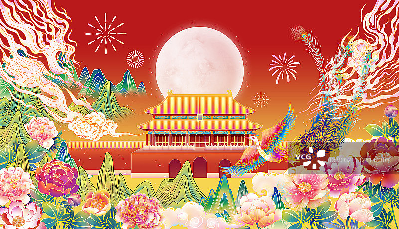 北京建筑国潮风插画图片素材