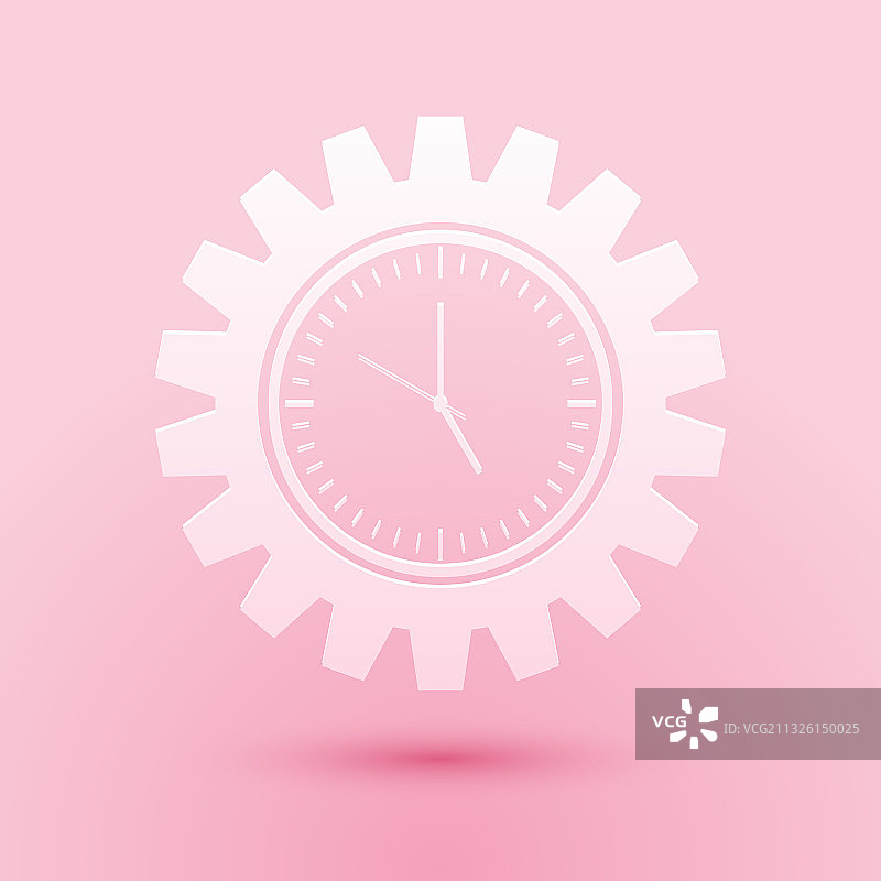 剪纸时间管理图标隔离在粉红色图片素材