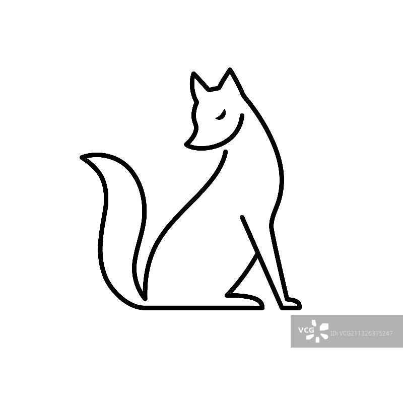 孤立的黑白狐狸图标创意标志图片素材