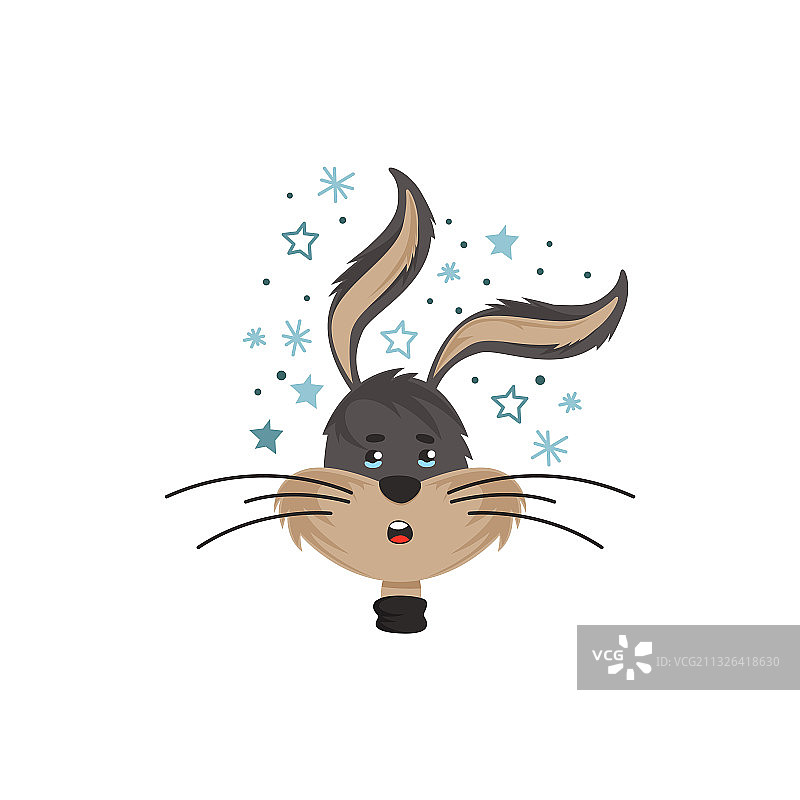 长耳朵的滑稽兔子兔头显示悲伤图片素材