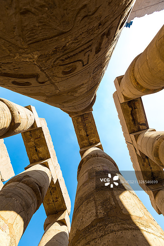 非洲埃及卢克索卡纳克神庙石柱图片素材
