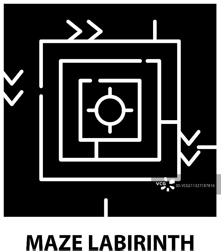 迷宫迷宫图标与黑色标志图片素材