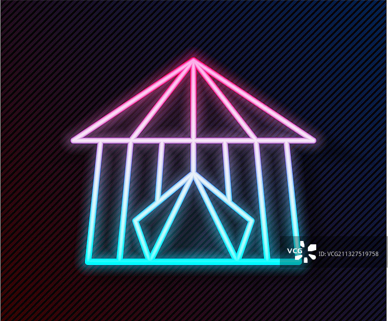 发光的霓虹灯线马戏团帐篷图标孤立上图片素材