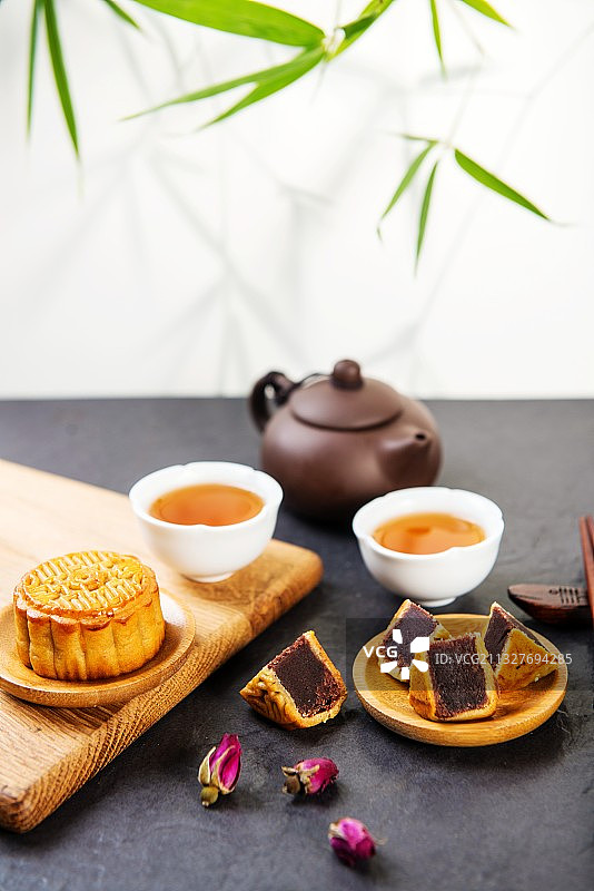 中秋月饼，甜品，茶点，茶艺，茶道，喝茶图片素材