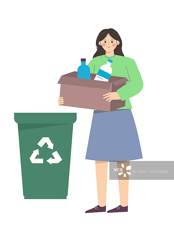 循环利用 环境保护 垃圾处理 可回收 女孩图片素材