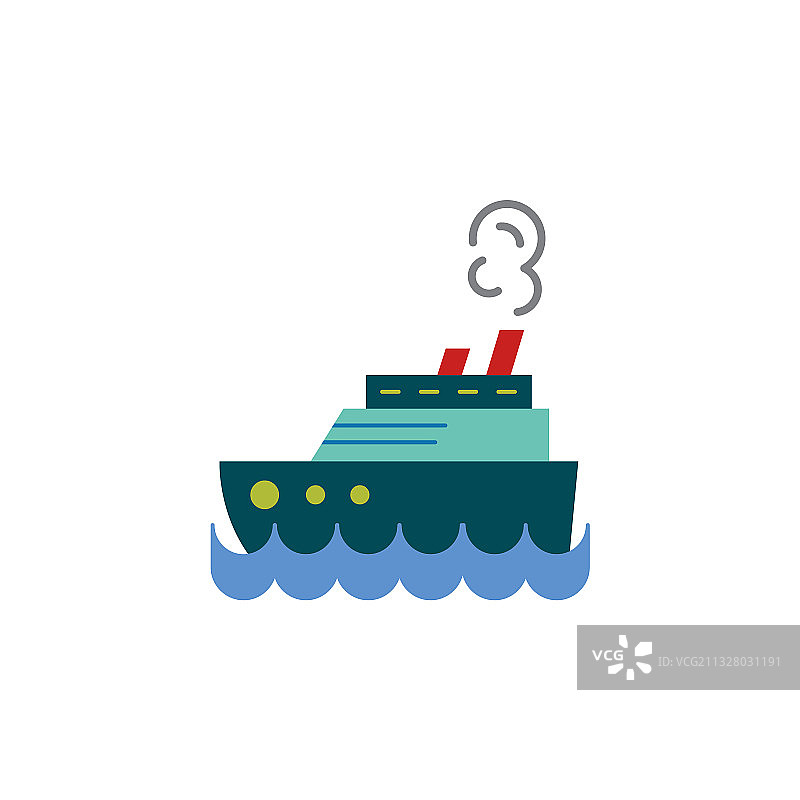 蒸汽船颜色蒸汽船邮轮海上船舶图标图片素材