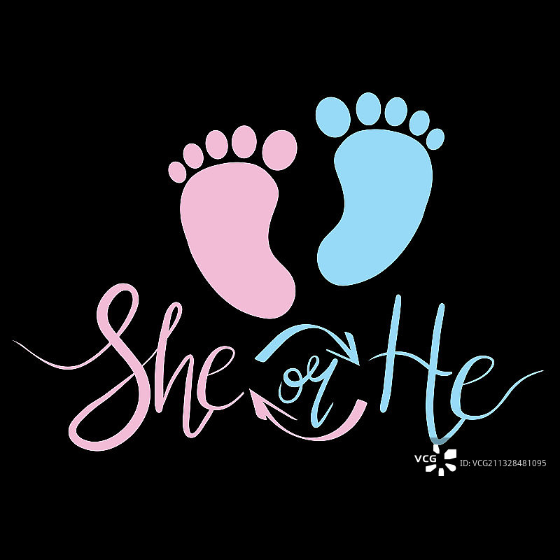 婴儿的脚是蓝色和粉红色的题字图片素材