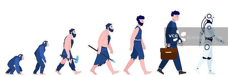 卡通人类进化孤立扁平图片素材