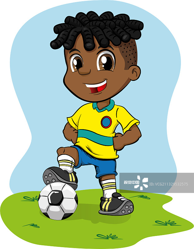 非洲裔男孩足球运动员图片素材