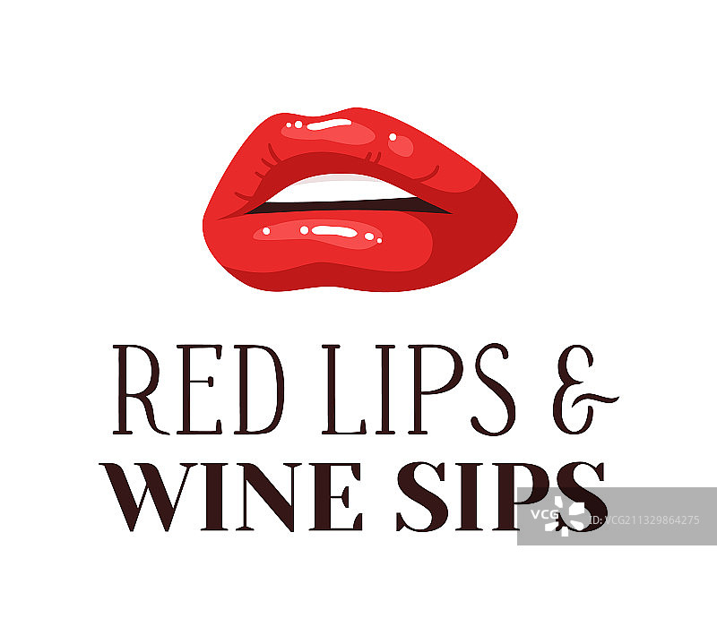 性感女性的嘴唇与红色的口红和文字图片素材