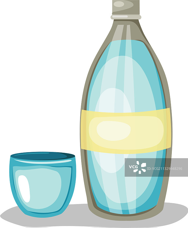 瓶装水和玻璃杯图片素材
