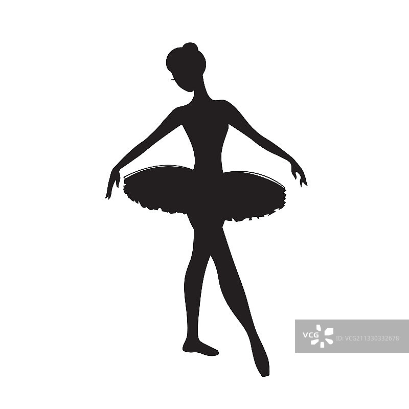 剪影芭蕾舞女舞者黑色和白色图片素材