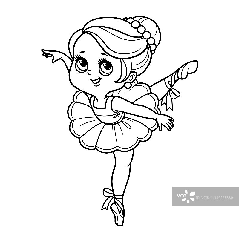 可爱的卡通芭蕾舞小女孩在上面跳舞图片素材