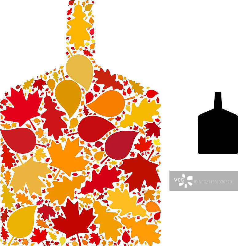 宽瓶秋季拼贴与秋天的树叶图标图片素材