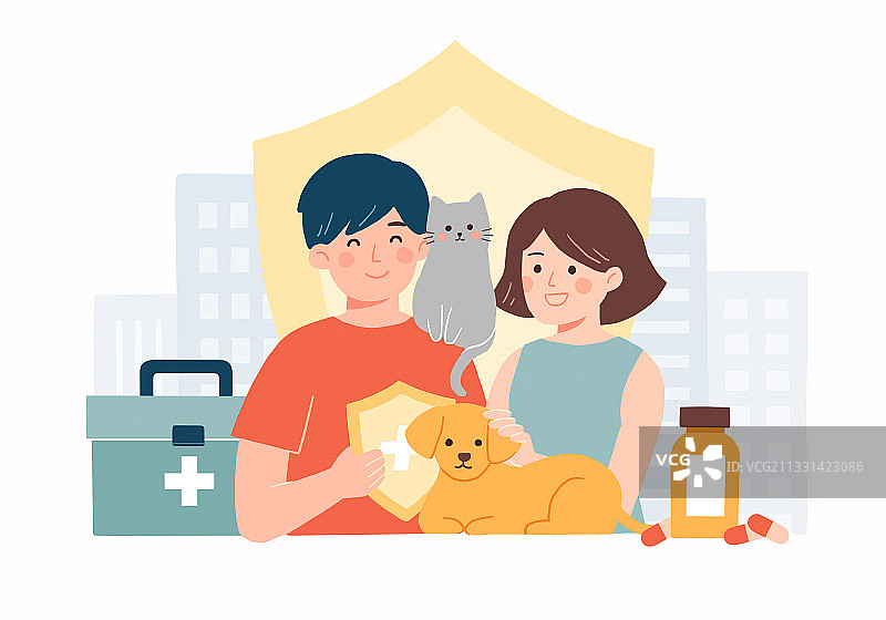 宠物医疗保险插画图片素材