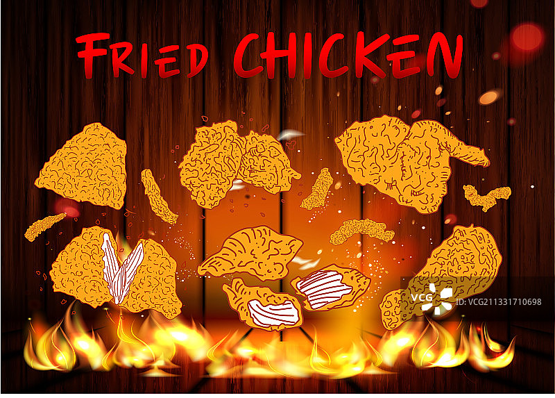 炸鸡肉快餐菜单设计元素图片素材