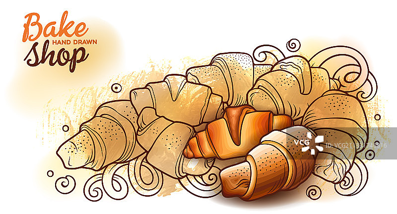 面包和糕点手绘涂鸦图片素材