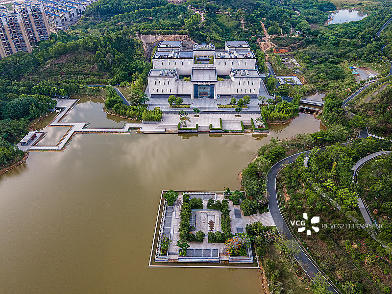 广东省河源市客家文化公园航拍景观图片素材