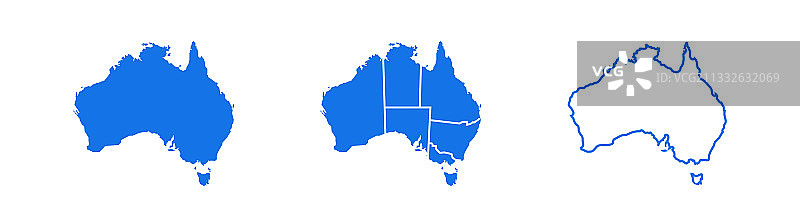 澳大利亚国家地图设置平坦地理图片素材