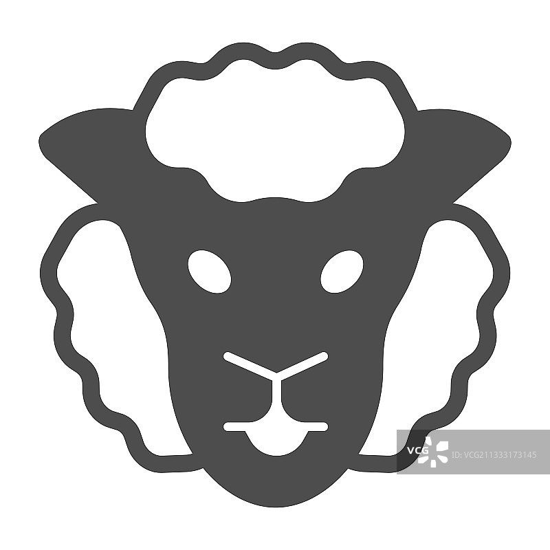 羊头固体图标家畜概念图片素材