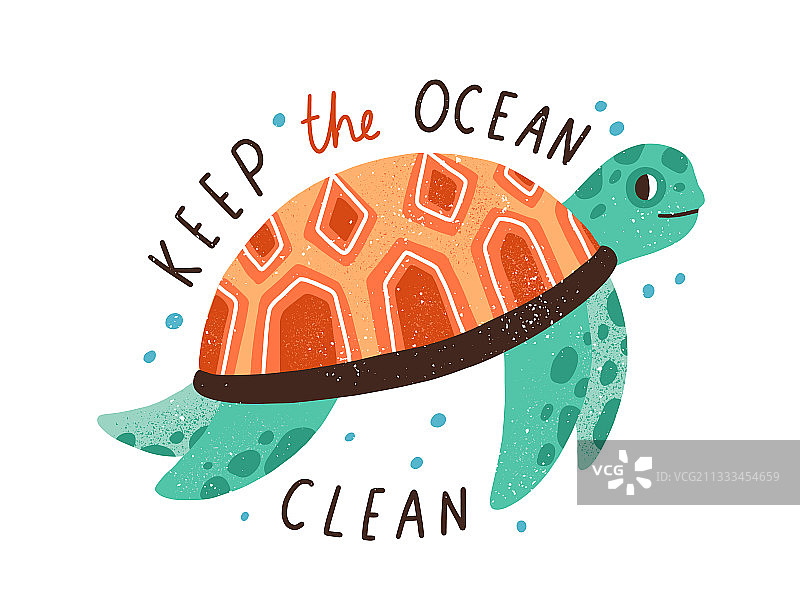 环保贴纸有保持海洋清洁的题字图片素材