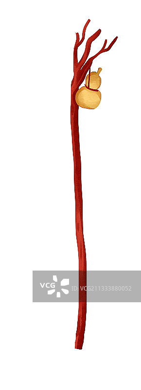 中国风拐杖葫芦插画元素图片素材
