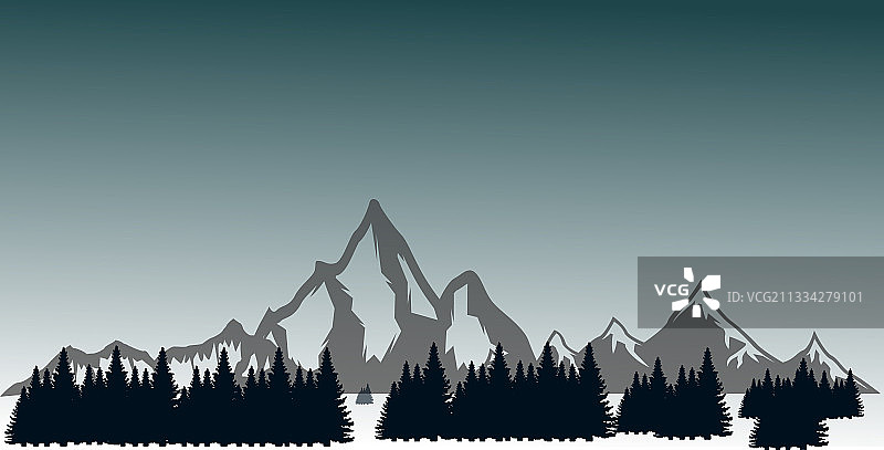 冰山与树木的冬天野生背景ve图片素材