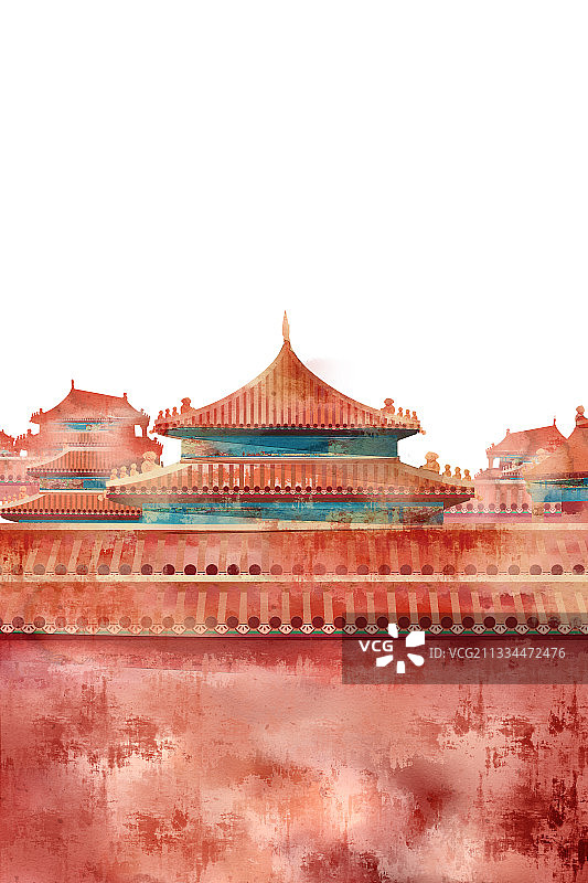 中国风故宫风景插画元素图片素材