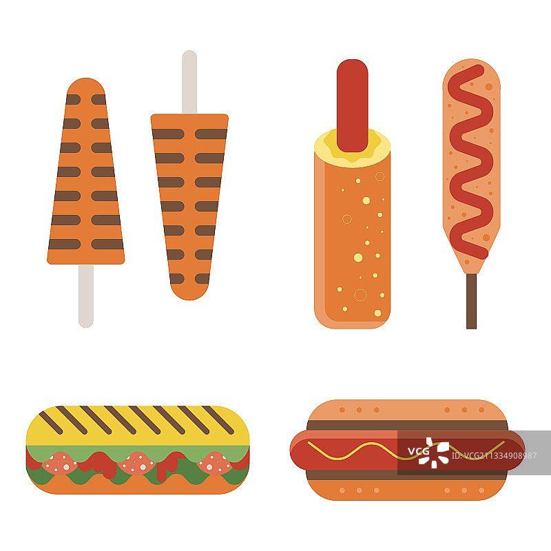 热狗和快餐三明治图标图片素材