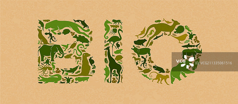 绿色野生动物再生纸生物标志概念图片素材