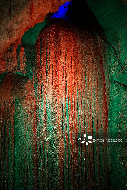 天津蓟州溶洞，天然景观，流光溢彩图片素材