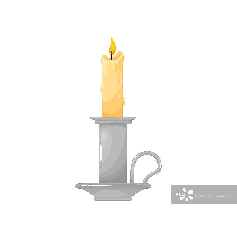 银烛台燃烧蜡烛孤立烛台图片素材