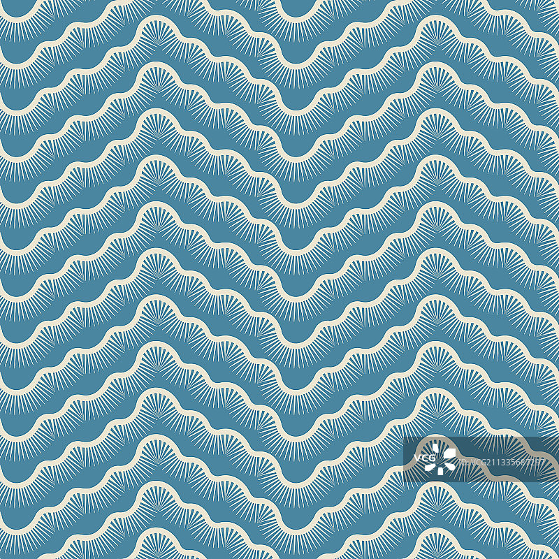 程式化的白色波浪在蓝色背景无缝图片素材